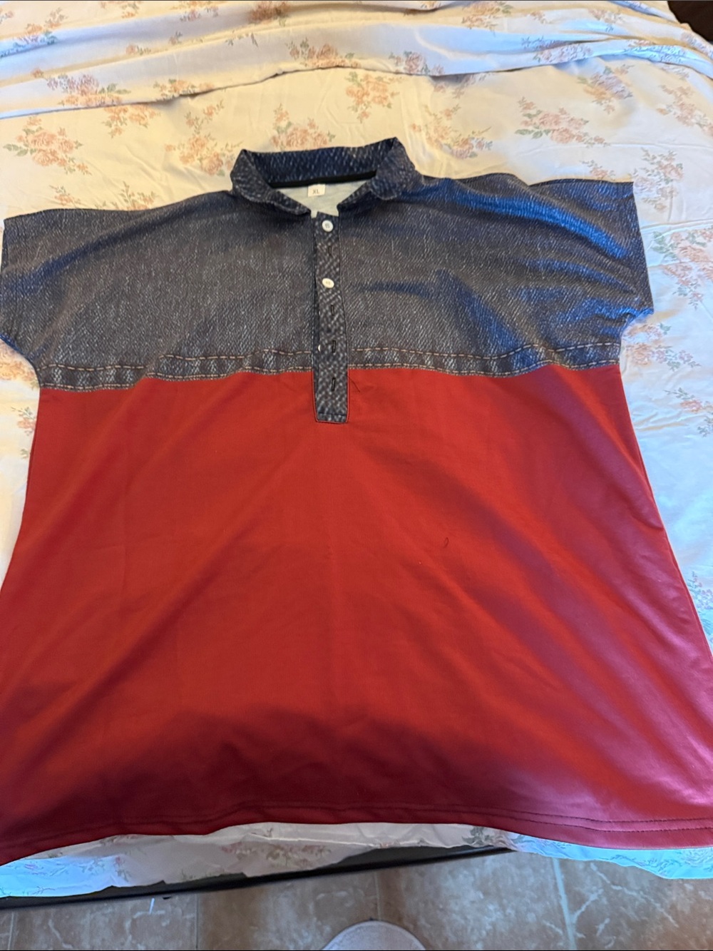 Womans Colorblock Polo Shirt - Red and Navy